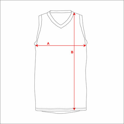 Mens High Performance Basketball Singlets measurement diagram