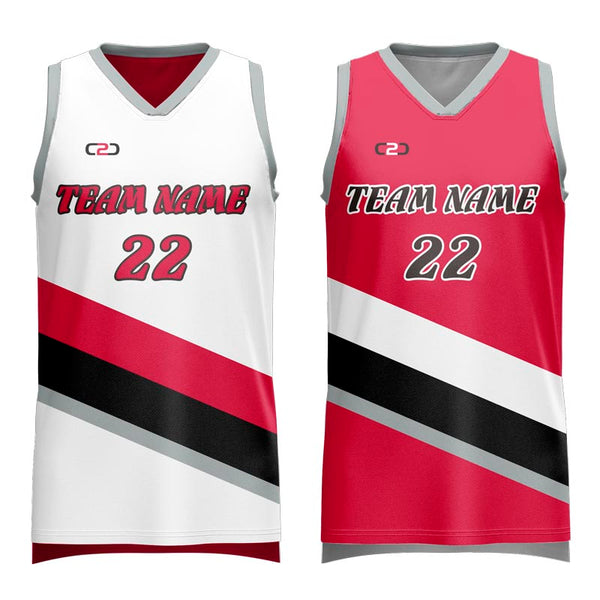 Portland Blazers Reversible 3HP V Neck Basketball Singlet Front View